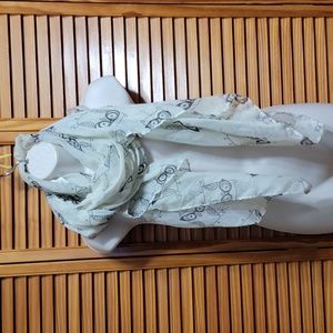 Cream and Black Owl Long Scarf